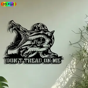1pc Coiled Rattlesnake Metal Wall Art, "Don't Tread on Me" Statue Mural, Intricate Craftsmanship, Artistic Metalwork, Perfect for Housewarming, Patriotic Decor, Perfect for Office Garage Patio Wall Decor, Ideal Gift for Patriotic Decor Enthusiasts.