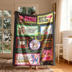 Dungeon Crawler Karl Theme Flannel Blanket, Princess Donut & Mongo Plush Blanket, Large Size, Soft Lightweight Warm, All Seasons, Cartoon Pattern Blanket, Throw Blanket