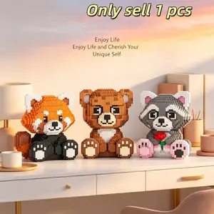 Multicolor Romantic Polar Bear 3D Puzzle Building Blocks, Home Office Decor, Party Decoration, Ideal Gift for Holidays, Handmade Craft