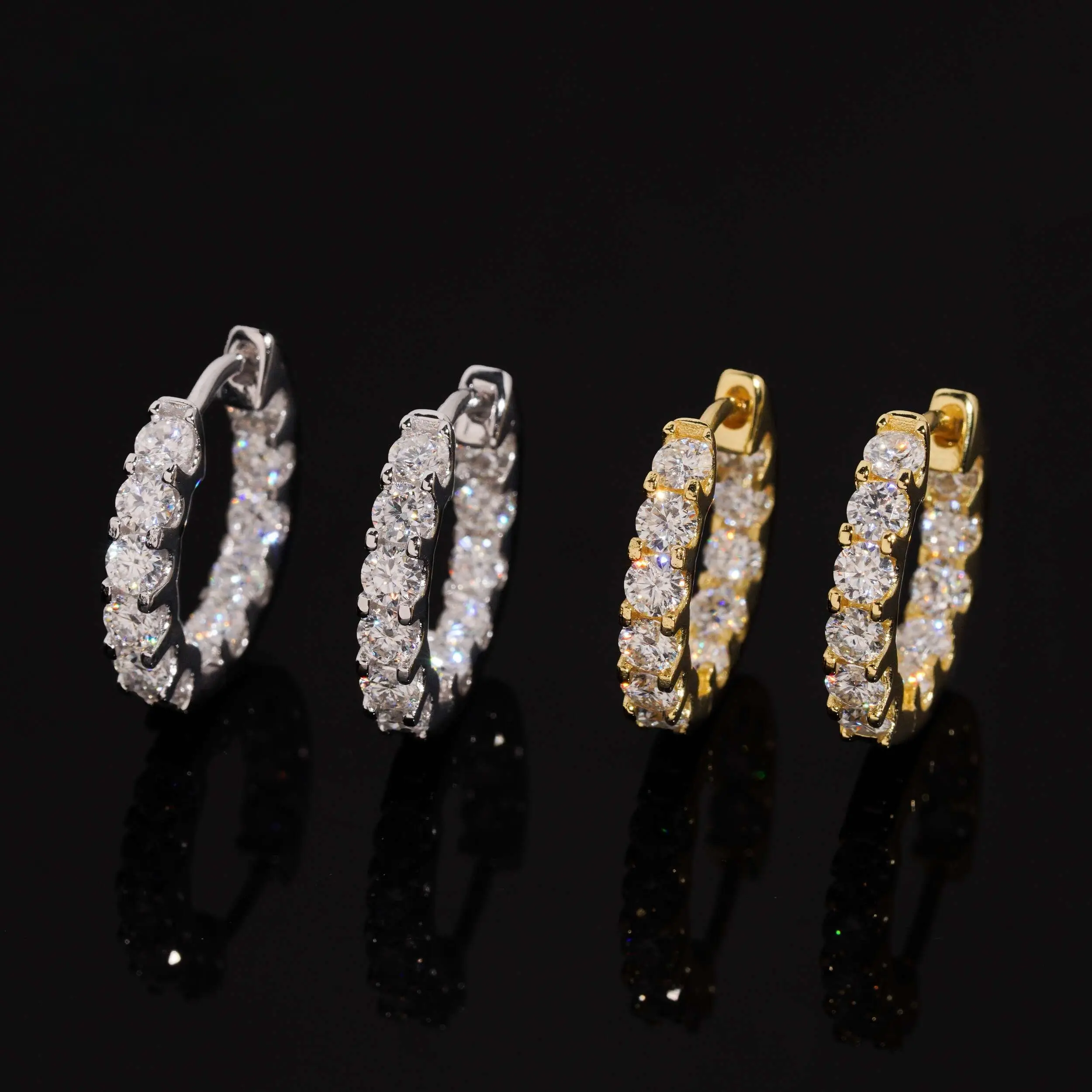 Pavé Hoop Earrings Lab Diamond – 14k Gold