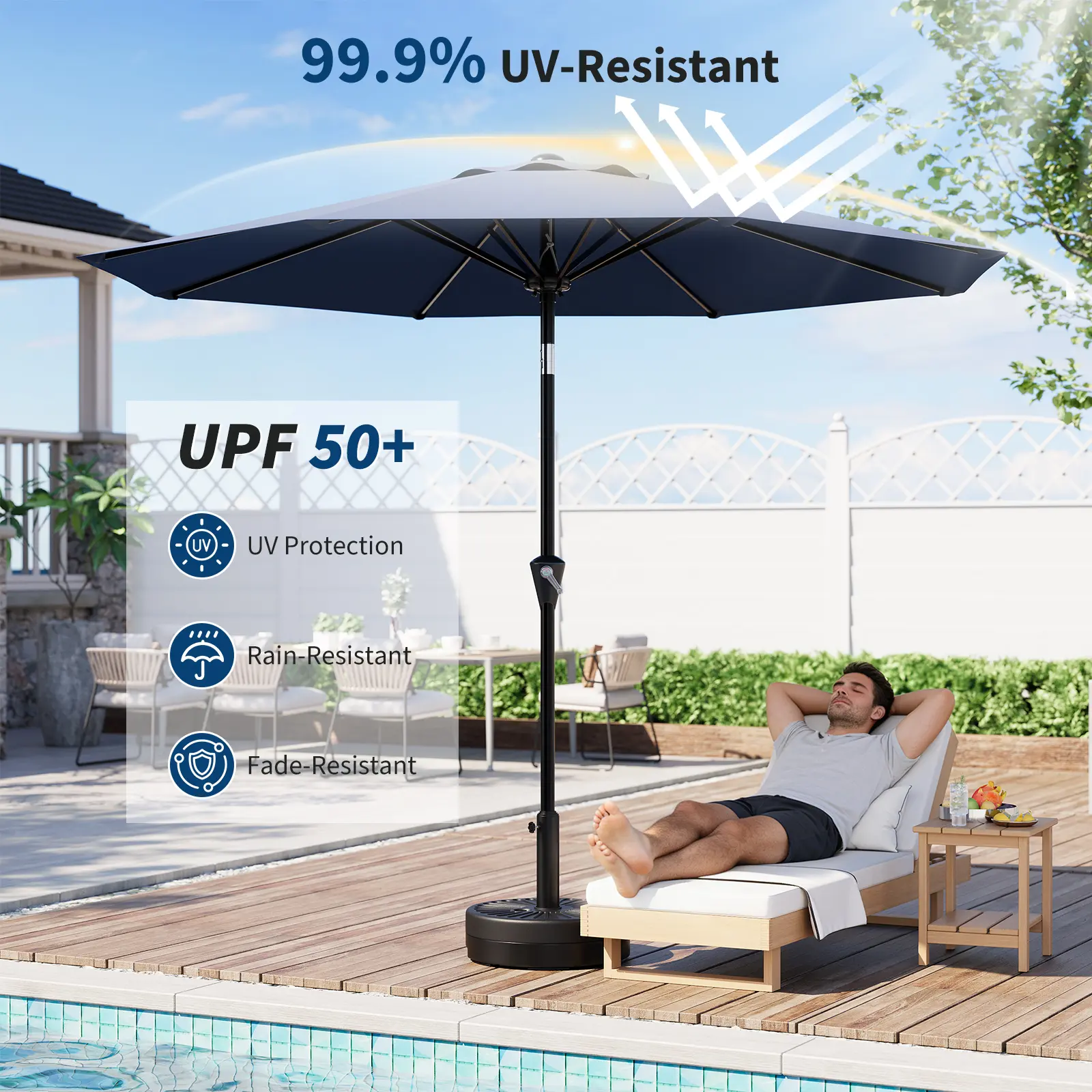 10FT Outdoor Patio Umbrella UV Resistant Market Table Parasol with Easy Push Button Tilt, Crank Handle, 10FT Outdoor Patio Umbrella UV Resistant Market Table Parasol with Easy Push Button Tilt, Crank Handle,