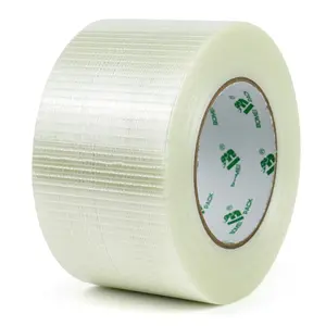 Fiber Reinforced ing Tape 3 inch, Wide Clear Heavy Duty Bi Directional Filament Strapping Tape 3Inch x 55yds 6.7Mil