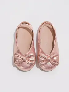Girls' Soft Sole Anti-Slip Bow Decorated Shoes, /gold Options, Casual Princess Style, All Seasons Flat Shoes