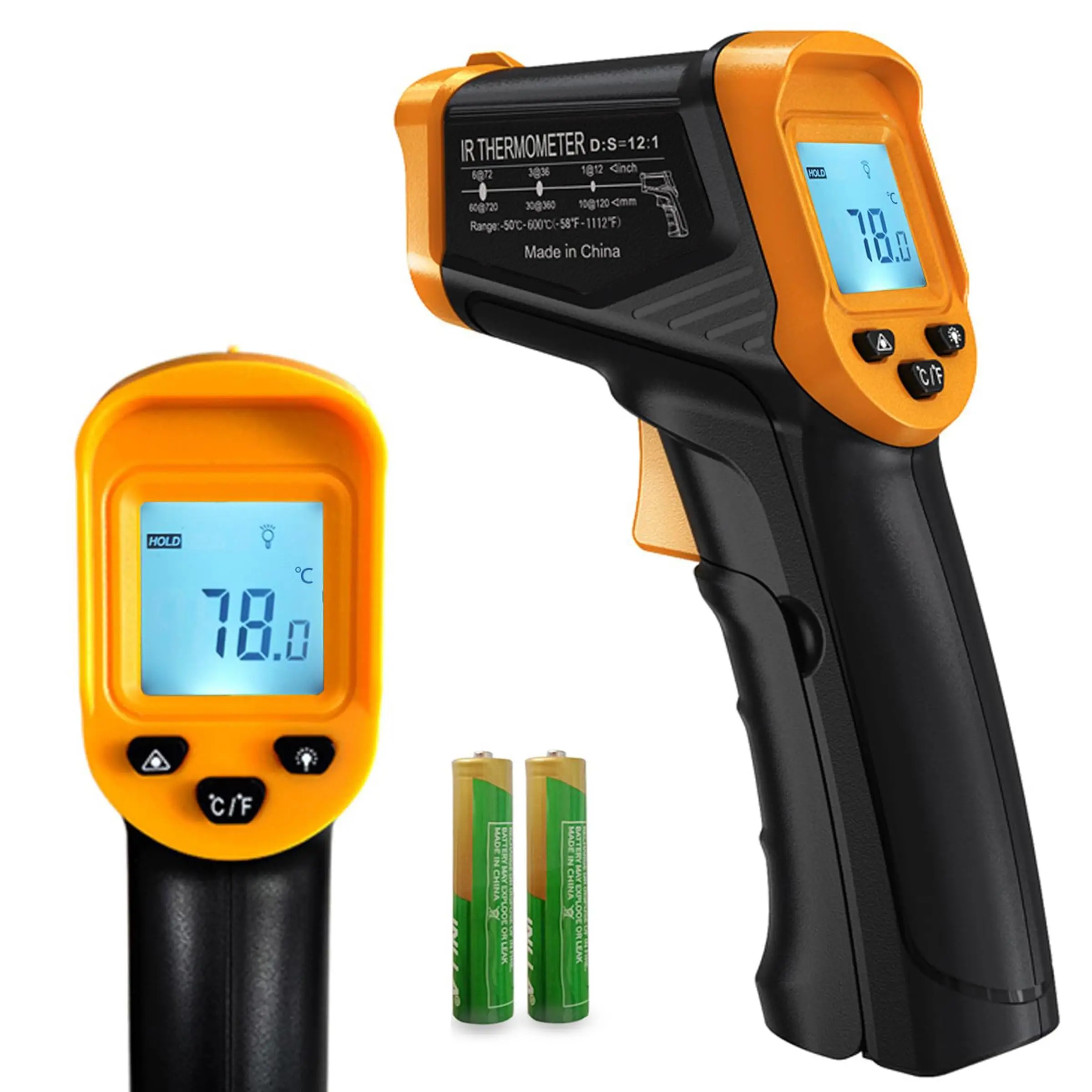 Digital Infrared Thermometer, Handheld Non-Contact Heat Laser Thermometer, Temperature Measuring Instrument for Cooking, BBQ, Pizza Oven (Not for Huma