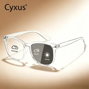 Cyxus Full Rim Polycarbonate Rectangle Blue Light Blocking Glasses - Unisex Lightweight Anti Eyestrain Eyewear with UV Protection Lens, Stylish Protective Glasses for Women, PC Use - 8082