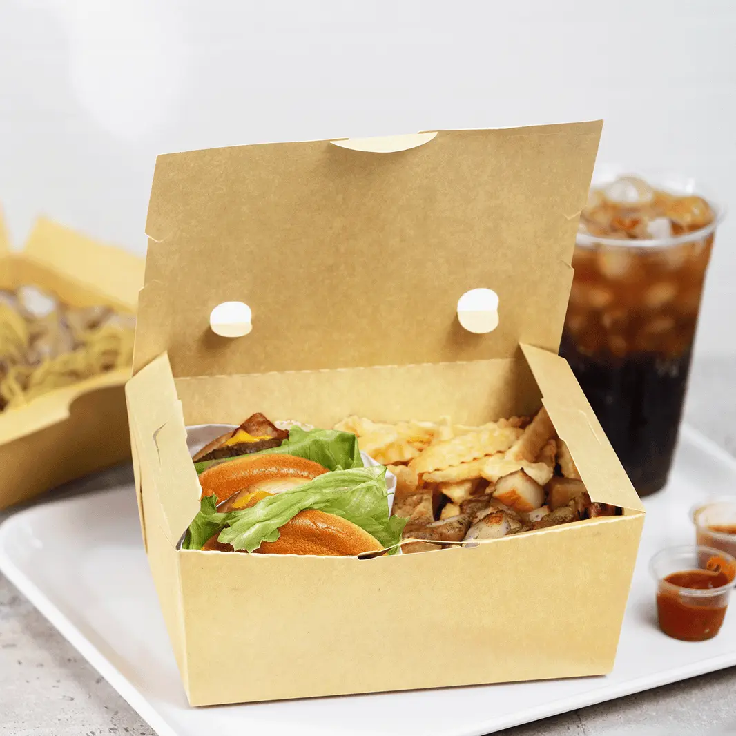 [160 ct] Karat Paper Folding Take-Out Container | Vented Holes | 74 fl. oz | Kraft