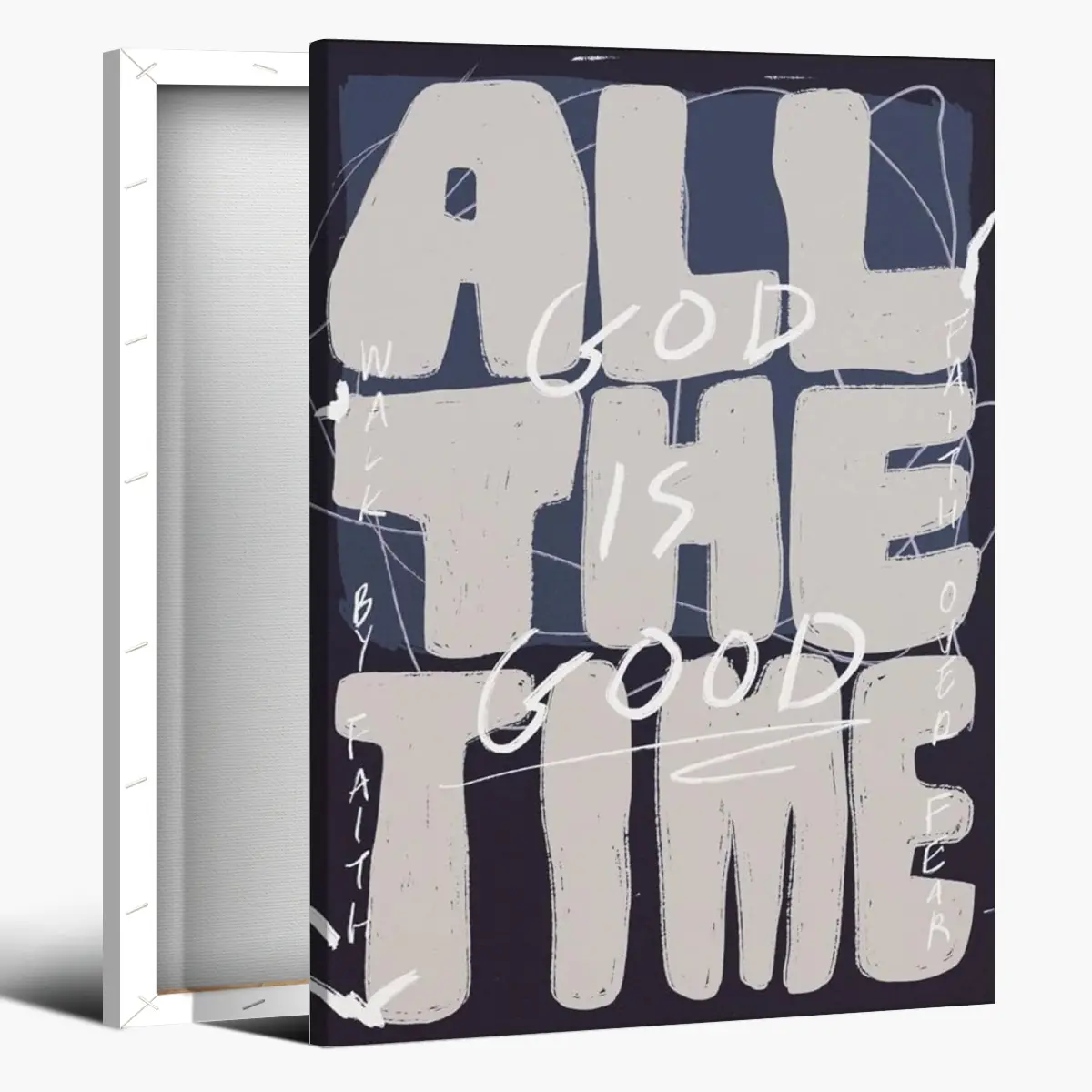 God Is Good All The Time Inspirational Christian Wall Art Poster, Faith-Based Decor Navy Biblical Scripture Art Modern Christian Decor Trendy
