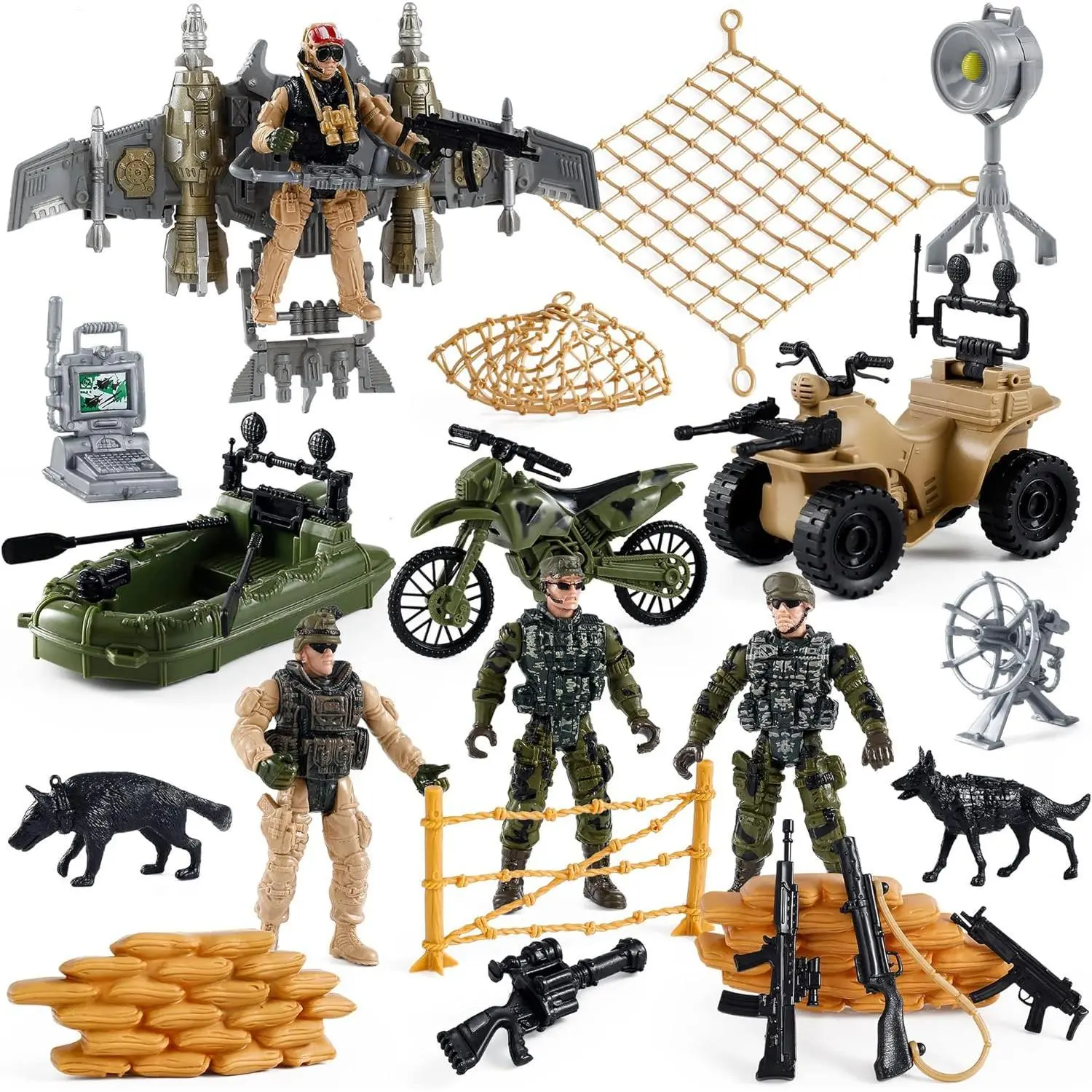 P-MTS010 US Army Uniform Action Figure Set - Collectible Model, 3.75" Easy Handling, 1 Signal Receiver, Military Weapons Accessories, Pretend Play for 12+ Years Old Boys