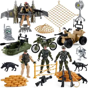 P-MTS010     US Army Men Action Figures Play Set,Toy Soldiers with Military Weapons Accessories for Kids Boys