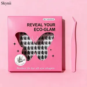 Self-Adhesive Individual Cluster False Eyelashes, Glue-Free, Natural Thick Look, Perfect for All Eye Shapes