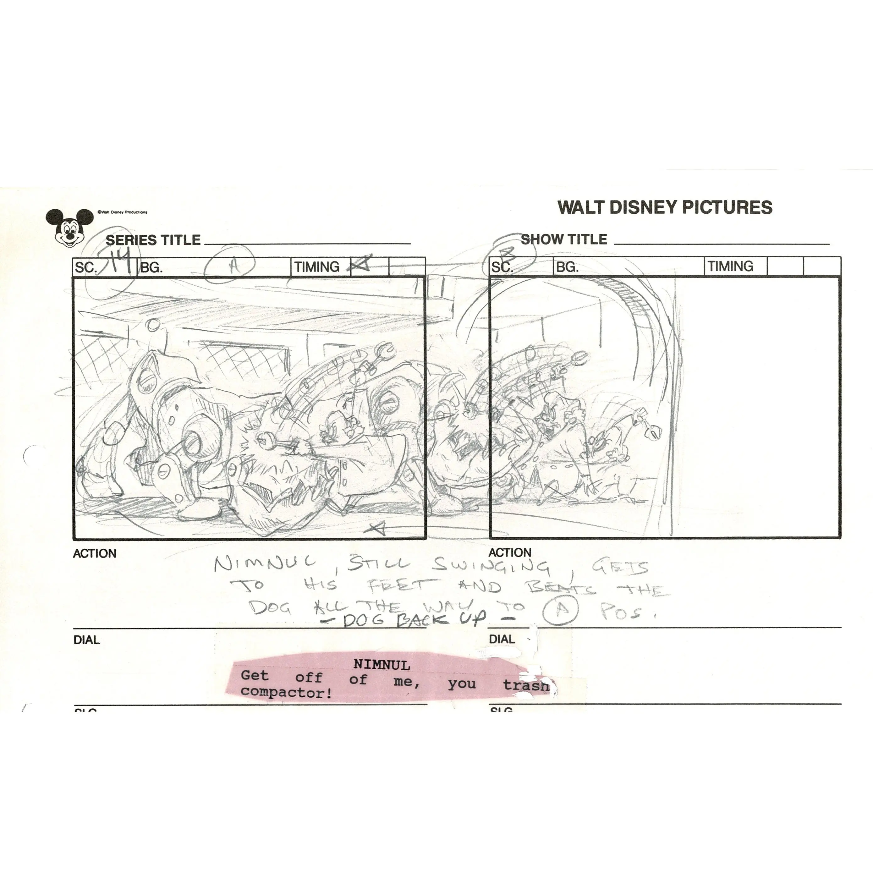 Chip n Dale Rescue Rangers Original Production Animation Storyboard Walt Disney FIRST EPISODE 1988 A136