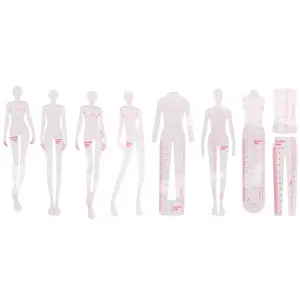 Fashion Illustration Rulers Sketching Templates Ruler Sewing Humanoid Patterns Design Clothing Measuring,Combination US