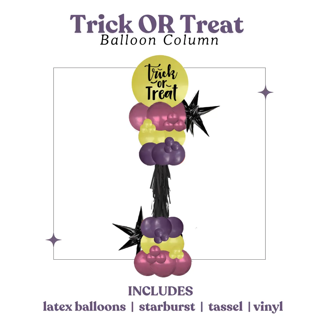 Trick OR Treat Balloon Column with Latex Balloons Starburst Tassel & Vinyl Includes Halloween Decorations Set Spooky Creepy Decorating