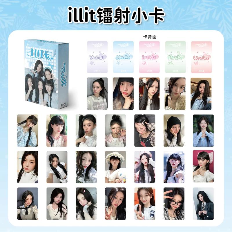 55Pcs/Set ILLIT Idol Girl New Album I’LL LIKE YOU HD Printd Lomo Cards YUNAH MINJU MOKA WONHEE IROHA Photocards Fans Gifts