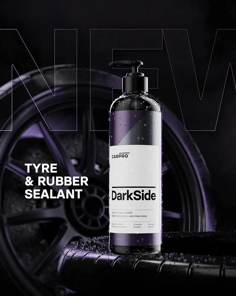 DarkSide - Tire & Rubber Sealant, Hydrophobic & Self-Cleaning, Satin Black Shine, UV Protection, Revives Dull Faded Rubber, Ready to Use - 500mL (17oz)