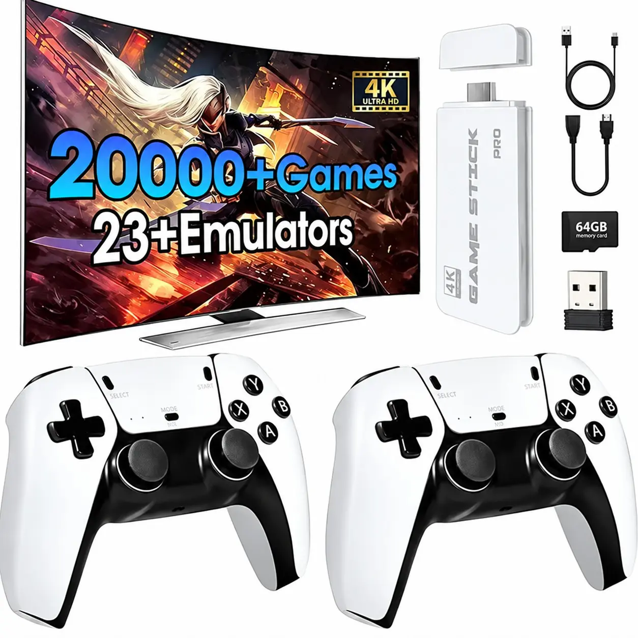 ZORP 2026 New Retro Gaming Console, Built-in Games, 2 Wireless Controllers, 4K HDMI Output, Plug & Play, Perfect for Family Game Night,Halloween Christmas New Year Gift