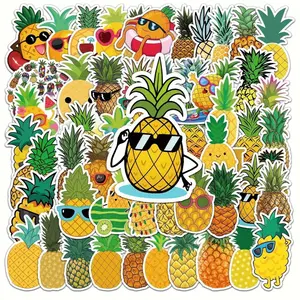 50 Pack of Pineapple Fruit Themed Funny Waterproof Stickers. No Duplicates.
