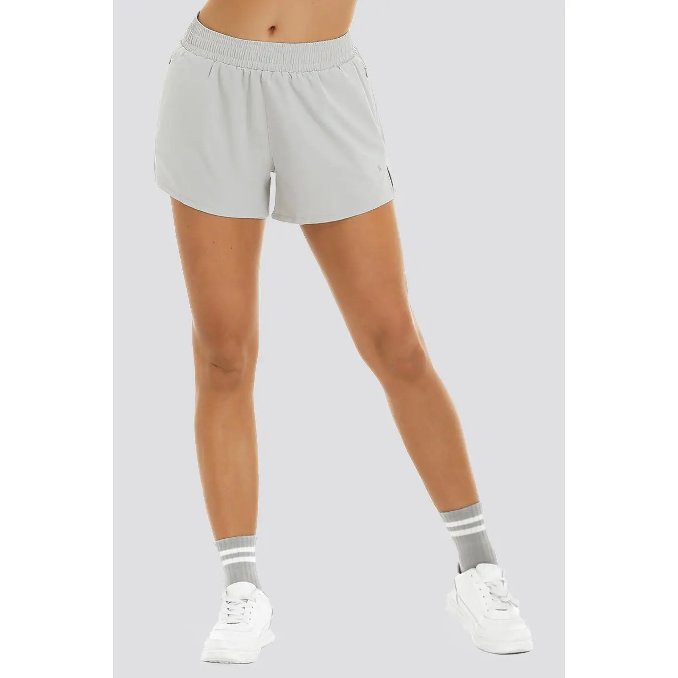 Women's 3" 2-in-1 Running Shorts, Solid Stretch Activewear with Zipper Pockets and Built-in Liner for Gym Yoga, Stretch Shorts, Yoga Gym Activewear, Sports Spandex Short
