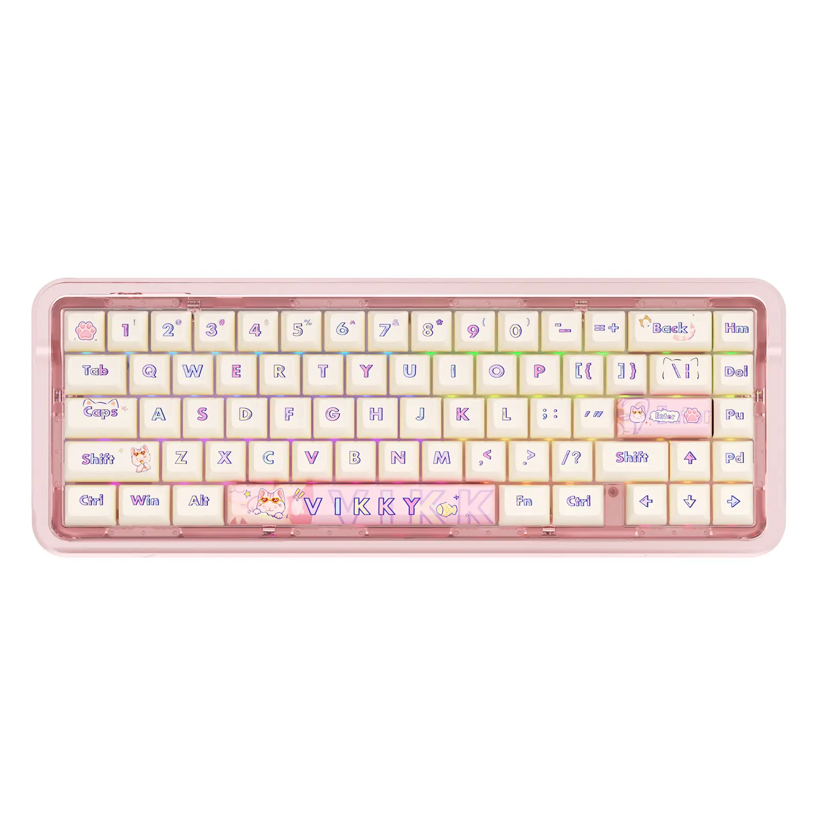SayRose B67 67-Key Cute Mechanical Keyboard, Tri-Mode Bluetooth/2.4G/USB-C Wired Wireless Keyboard, PBT Keycaps, RGB Backlit, Rechargeable Compact Keyboard for Mac Windows PC Office Gaming