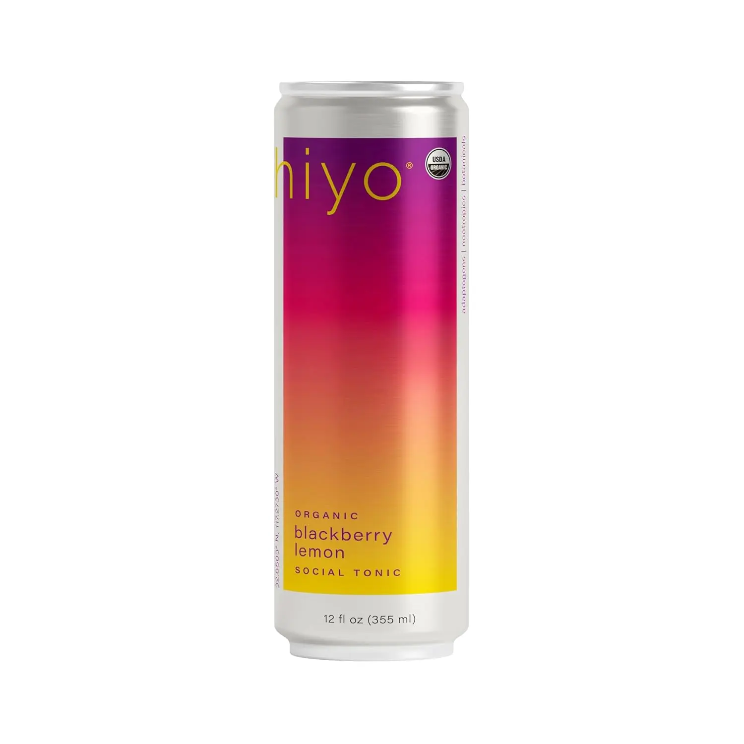 Organic Social Tonic - Blackberry Lemon, 12 FZ - N.A. Functional Seltzer, Sparkling Water Crafted with Organic Adaptogens, Nootropics & Botanicals