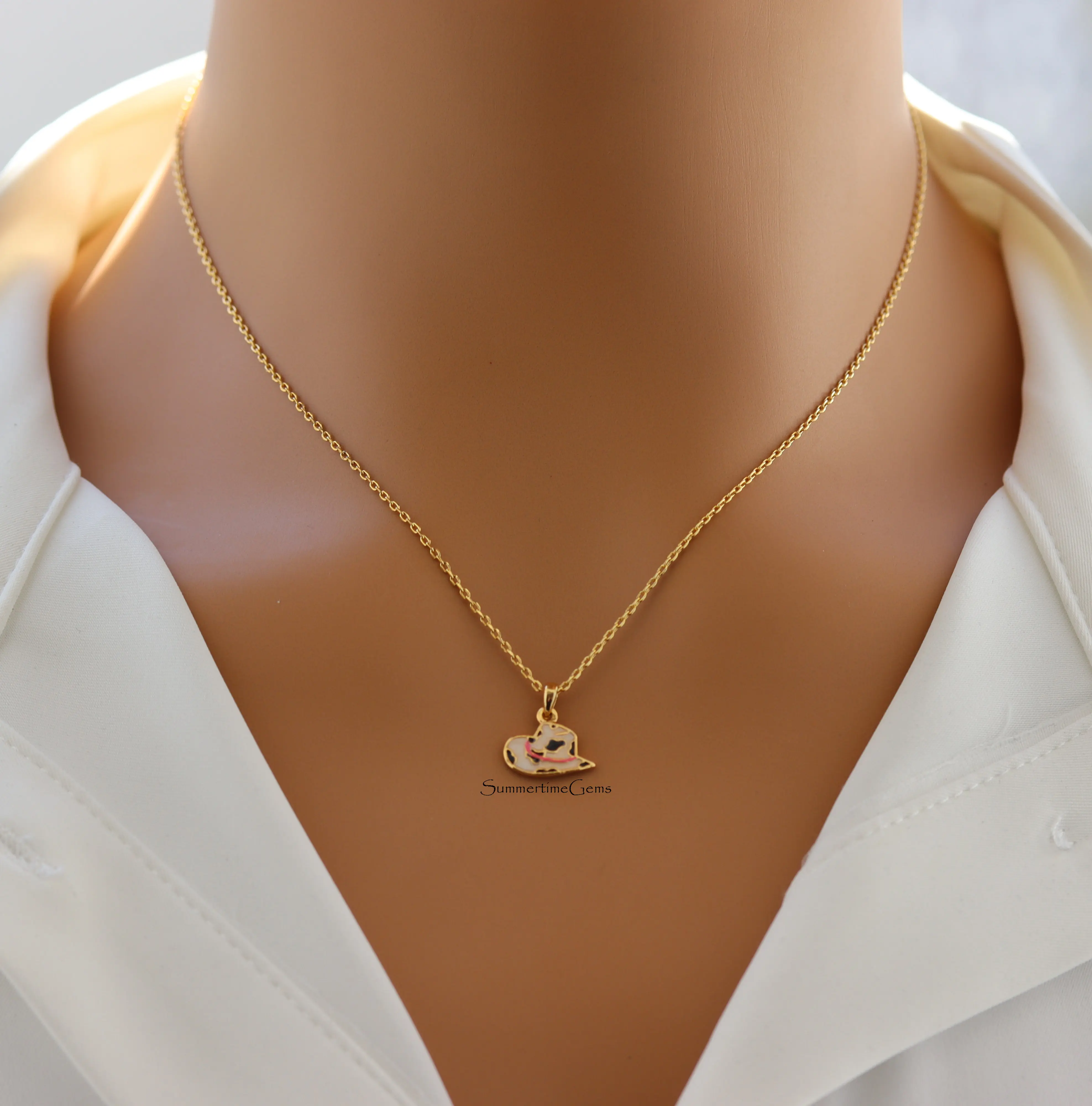 14K Gold Plated Cowboy Hat Pendant Necklace – Western Rodeo Jewelry for Women