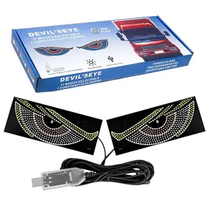 Evil Eye Car Ambient Light LED Window Light USB Smart Window Car Sticker Decoration Cool Multi-mode Car Use