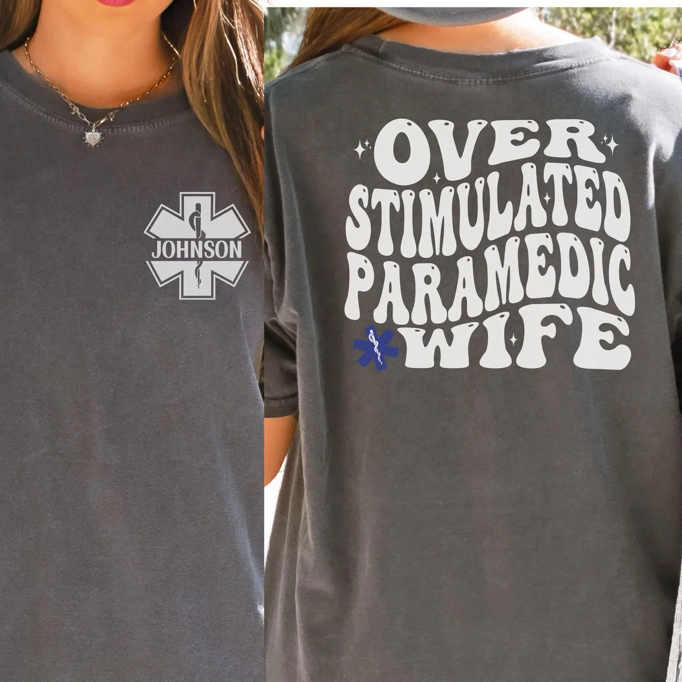 Personalized Paramedic Wife Shirt, Custom Paramedic Wife Comfort Colors, Gift for EMS Wife, First Responder Wife Long Sleeve Tee