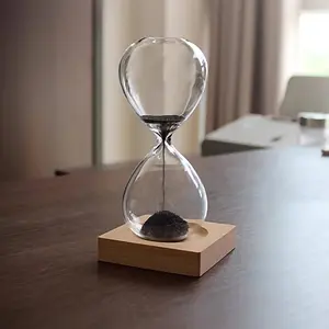 Transparent Glass Magnetic Hourglass with Water Droplet Design - Desktop Decoration for Living Room, Bedroom, Study & Office (Non-Timing)