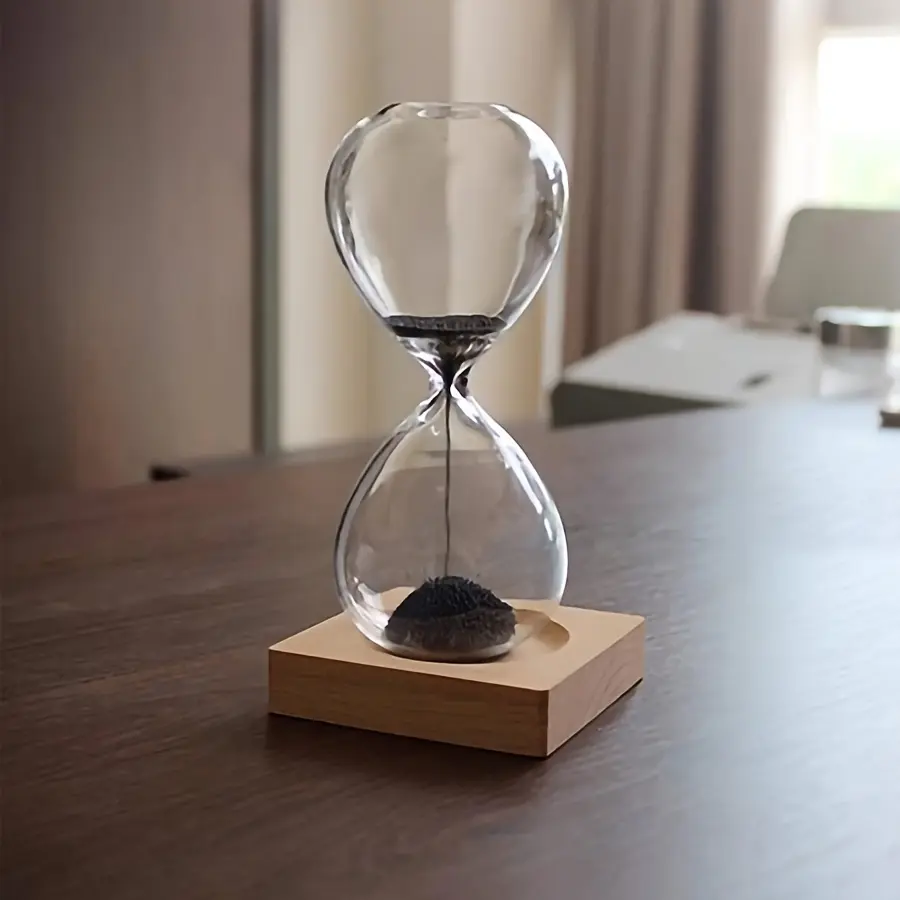Transparent Glass Magnetic Hourglass with Water Droplet Design - Desktop Decoration for Living Room, Bedroom, Study & Office (Non-Timing)