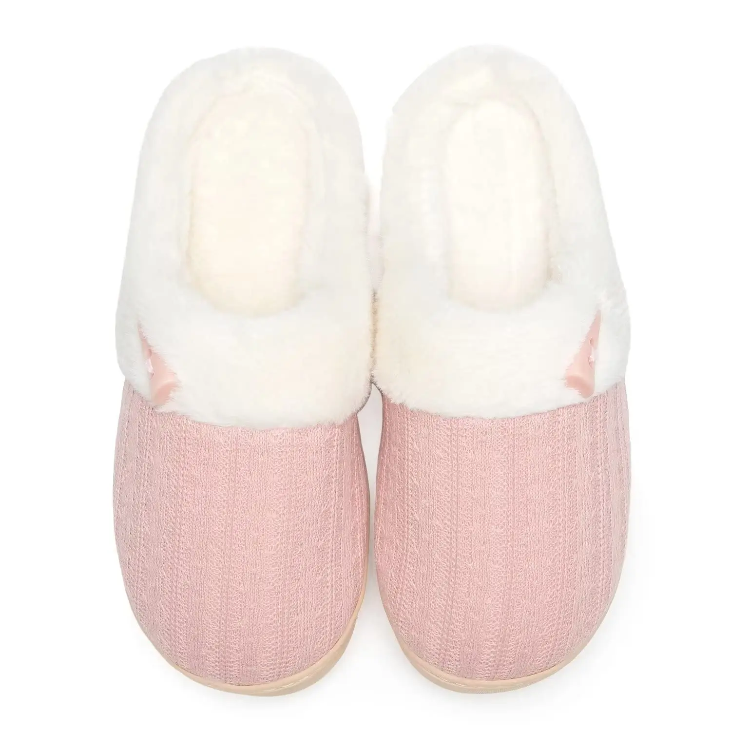 NineCiFun Women's Slip on Fuzzy House Slippers Memory Foam Slippers Outdoor Indoor Warm Plush Bedroom Shoes with Faux Fur Lining Pink Girl