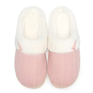 NineCiFun Women's Slip on Fuzzy House Slippers Memory Foam Slippers Outdoor Indoor Warm Plush Bedroom Shoes with Faux Fur Lining
