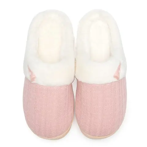 NineCiFun Women's Slip on Fuzzy House Slippers Memory Foam Slippers Outdoor Indoor Warm Plush Bedroom Shoes with Faux Fur Lining Pink Girl