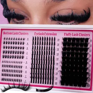 UMIRYAO 200D/160D/120D/100D80D/60D 4 IN 1 Lash Clusters Long 6-20mm Lash Spikes lower eyelashes Reusable Bottom Lashes Eyelash Clusters Volume Individual Lashes DIY Spiky Lash Extension Manga Cluster Eyelash Extensions Mink Strips Lashes Thick
