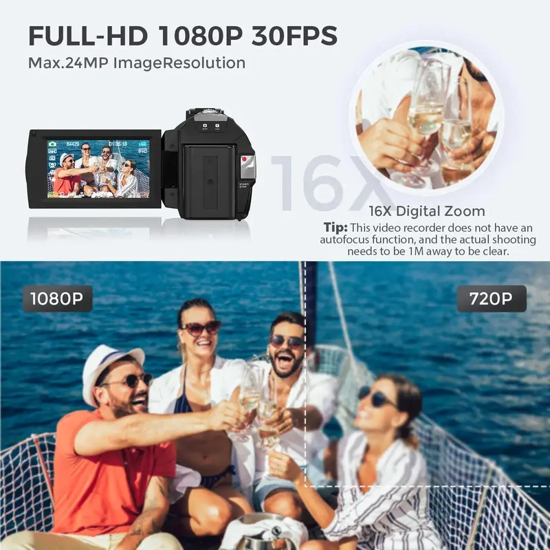 Dvc Camera, Full HD 1080P Video Camcorder, 3-Inch Tft LCD Screen, 270° Rotating IPS Display, Includes Remote & 32GB Memory Card 6