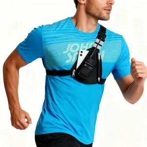 Adjustable Sporty Chest Bag, Nylon Fabric, or, Zipper Closure, Durable Material, Ideal for Outdoor Activities, Trail Running, Runners, Jogging Equipment