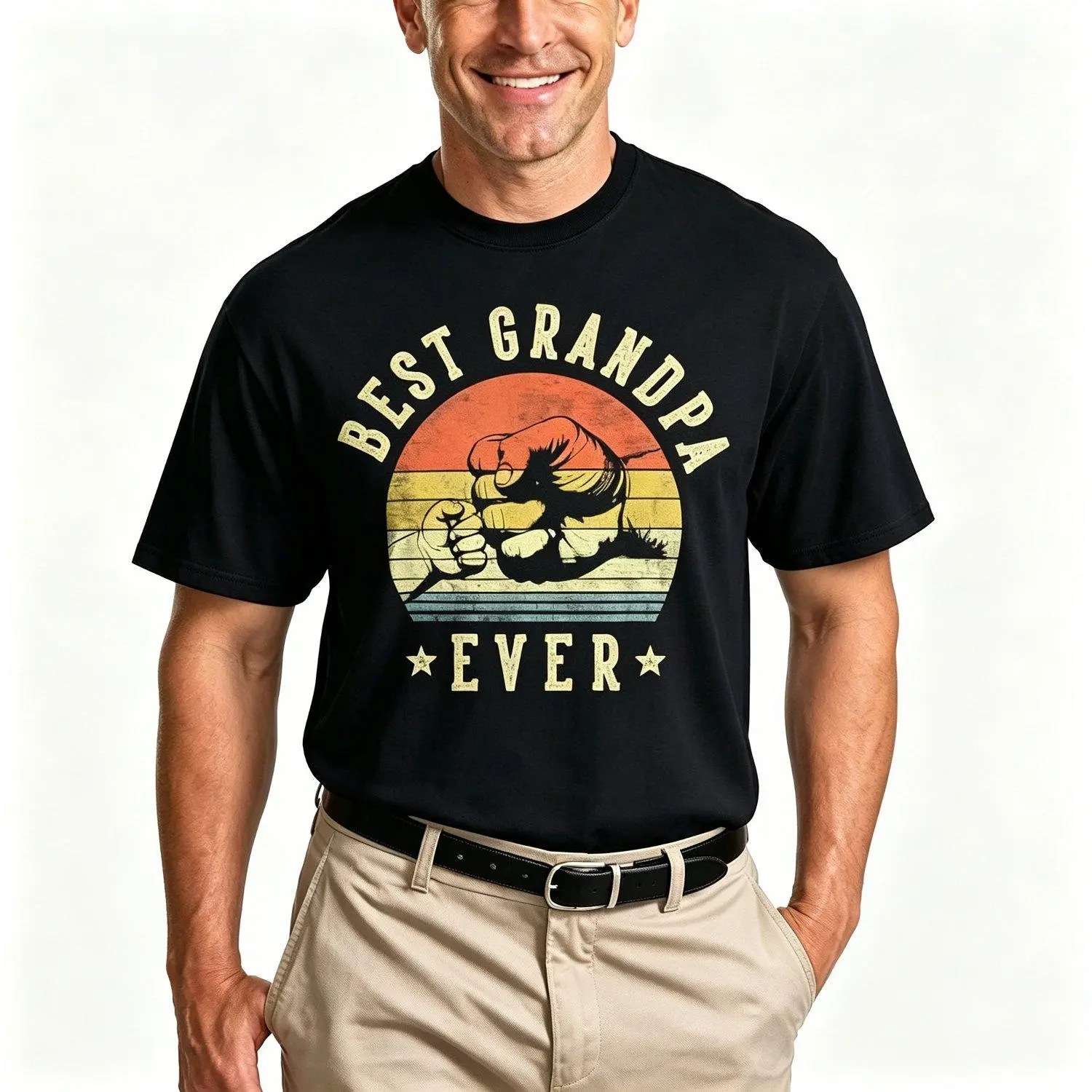 Best Grandpa Ever - Retro Fist Bump Vintage Design Grandpa T-Shirt