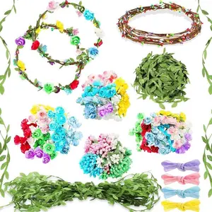Crowns Making Kit-Make Your Own Flower Crown, Wreath Headbands and Bracelets Craft Kit - Hair Accessories Handmade DIY Floral Garland Presents for Girls