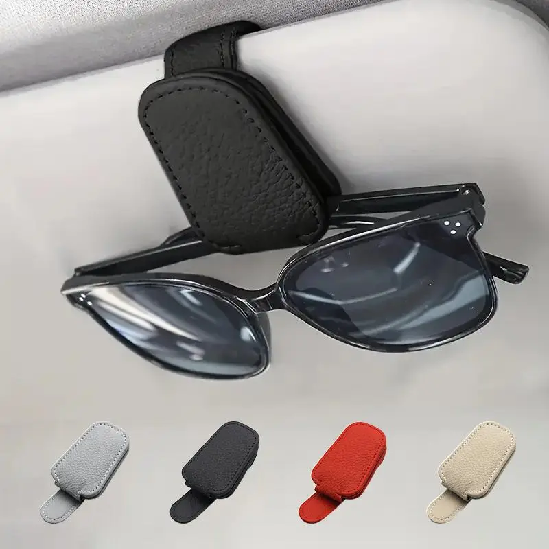 Car Sun Visor Glasses Holder, PU Leather Car Sun Visor Storage Clip, Universal Car Sunglasses Clip, Car Glasses Clip, Car Accessories, Car Storage Organizers, Sunglasses Holder For Car