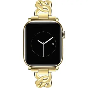 Women's Gold Watch Bands For Apple Watch For 38mm, 40mm, 41mm, 42mm-Adjustable Metal Cowboy Steel Single Chain Bracelet For Apple Watch Series 10,9,8,7,6,5,4,3,2,1,SE (No Case)