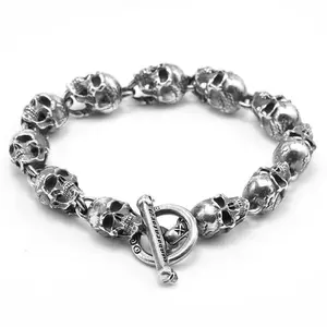 Handmade Skull Bracelet Skelton Jewelry Trendy Unisex Copper Punk Unisex Street Style Accessory for Travel Friends Gifts