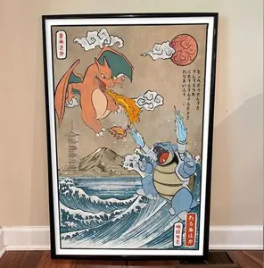 Charizard vs Blastoise Wall Poster, Vintage Poster, Gift Poster, Unframed