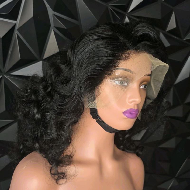 Natural black Loose Wave Human hair wig 300% Density 20inches 13x4 Transparent Lace Full Volume Packed Secure Fit Adjustable Straps Luxury Glueless, Pre-Plucked. curly human hair wig.