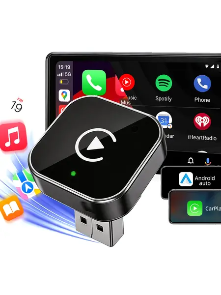 2026 New Upgraded Wireless CarPlay Adapter for iPhone/Android – Mini Size, Dual-Band 2.4G/5G, Bluetooth 5.0, Instant Connection & Hands-Free Calling