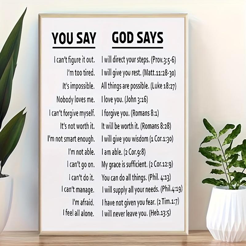 Inspirational Scripture Canvas Art - Framed Faith Affirmation Poster with Motivational Bible Verses, Vintage/Modern Decor for Bedroom, Living Room, Home Office, Classroom, Dining Area - Vertical Wall Hanging on Premium Canvas, Classroom Motivation