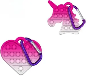 Mini Micro Pop It Fidget Toy 2 Pack (Heart and Unicorn)