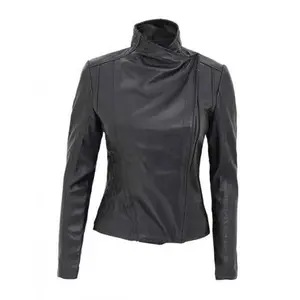 Women's Black Fitted Genuine Leather Jacket