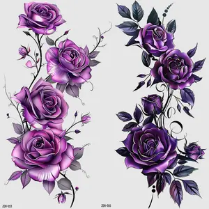 2 Pcs Flower Temporary Tattoo Stickers, Realistic Waterproof Rose Floral Design, Women's Body Art for Arms Legs Chest, Perfect for Festivals Parties