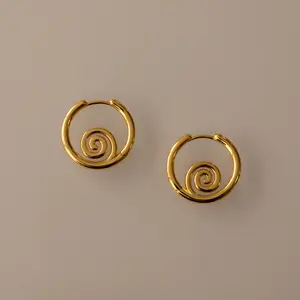 Spiral Swirl Hoops by Caitlyn Minimalist - Sea Wave Spiral Earrings in Gold & Silver - Abstract Hoop Earrings - Beach Jewelry - Best Friend Gift