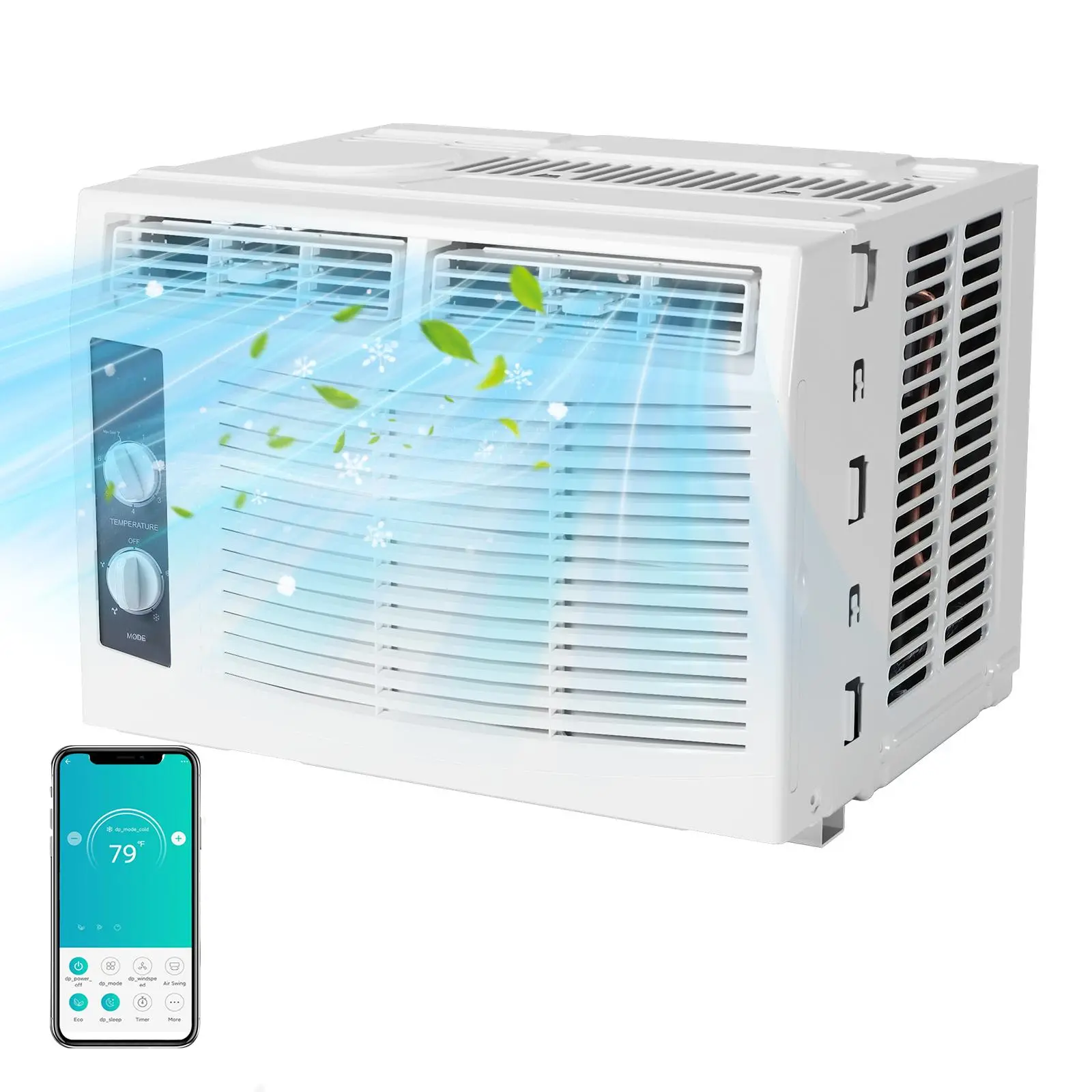 5000 BTU Window AC Unit - Quiet, Energy Efficient Aircon, 3 Modes (Cool/Dry/Fan), 7 Speeds, Reusable Filter, Fast Cooling for 150 Sq.Ft Rooms, 110-115V - Ideal for Apartments, Bedrooms [NO CONTROLLER]