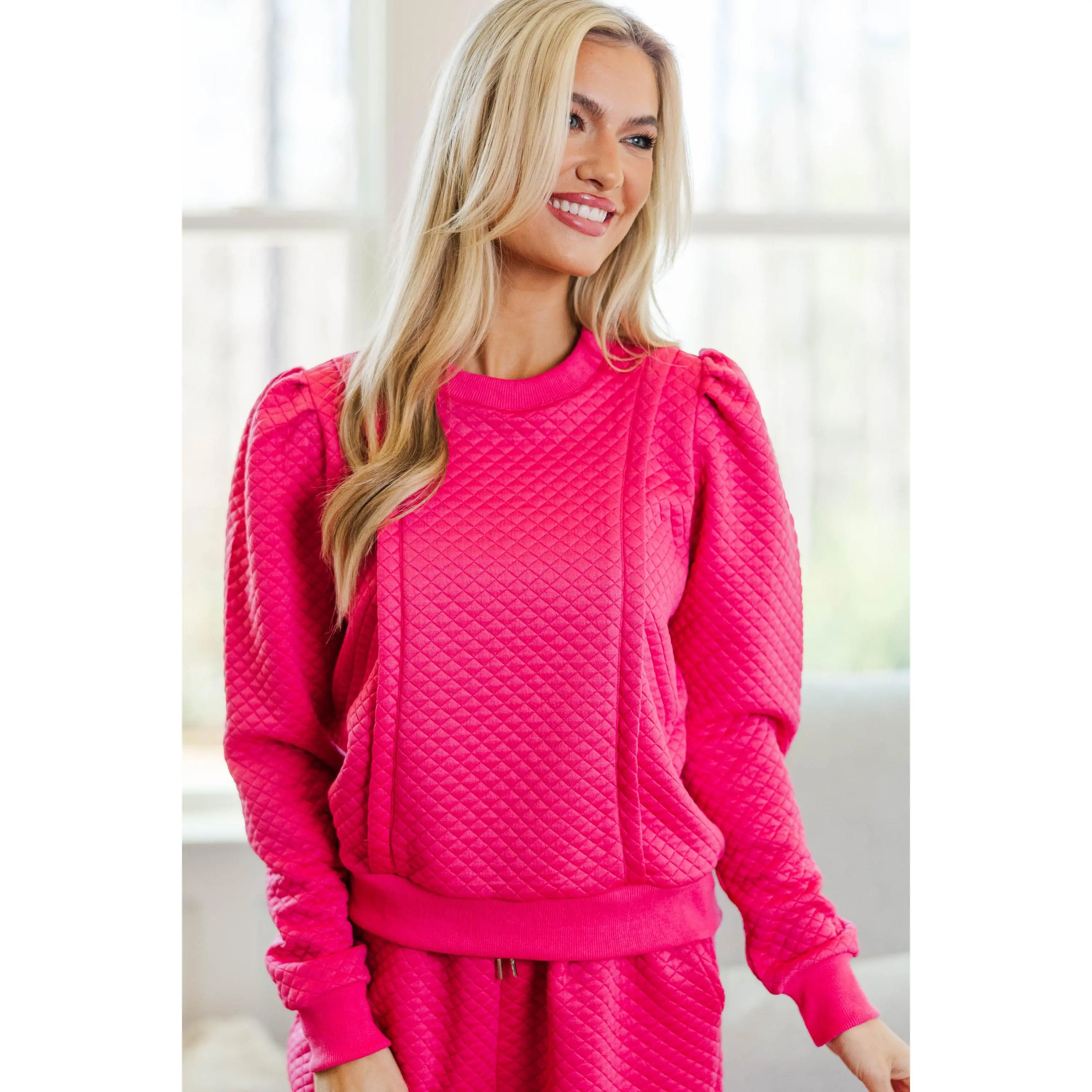 NURSING COLLECTION: Just To Start Fuchsia Quilted Pullover